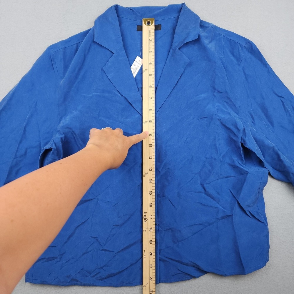 Madewell Shirt Womens S Blue 100% Silk Satin Relaxed Button Up Long Sleeve Top - Picture 8 of 10